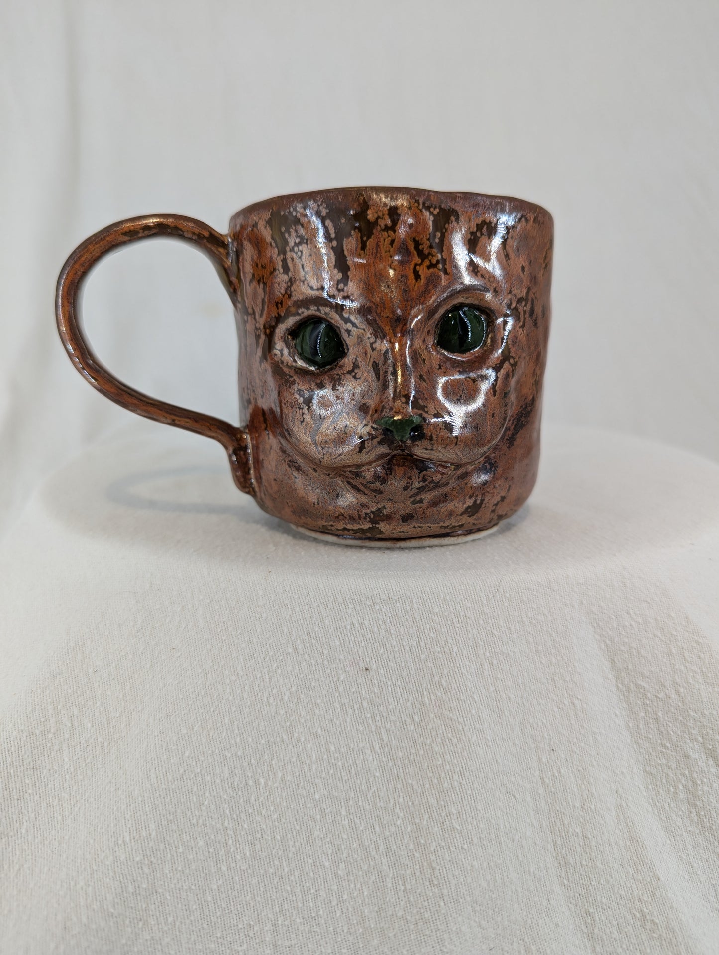 Cat Face Mug in Old Copper