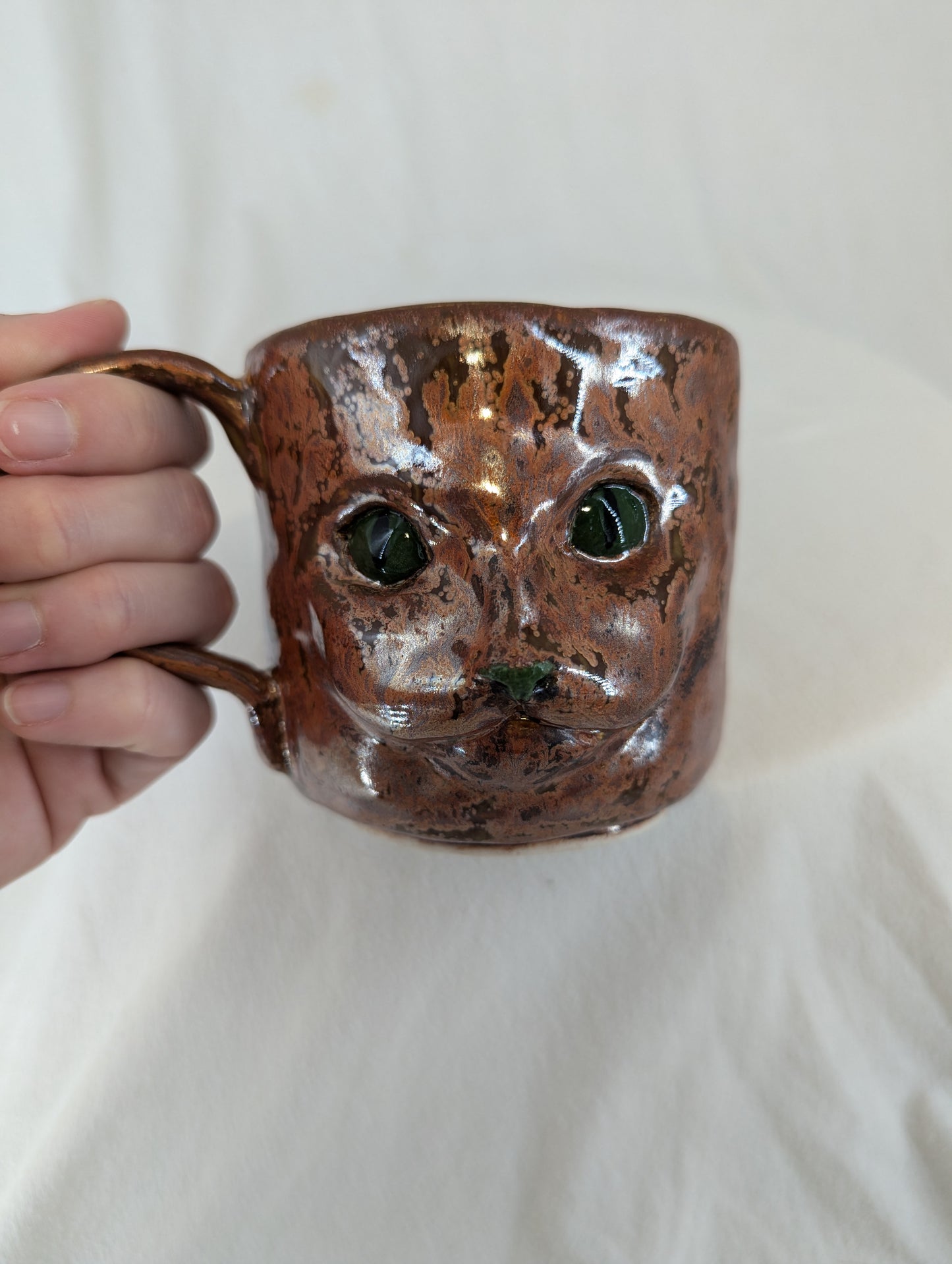 Cat Face Mug in Old Copper