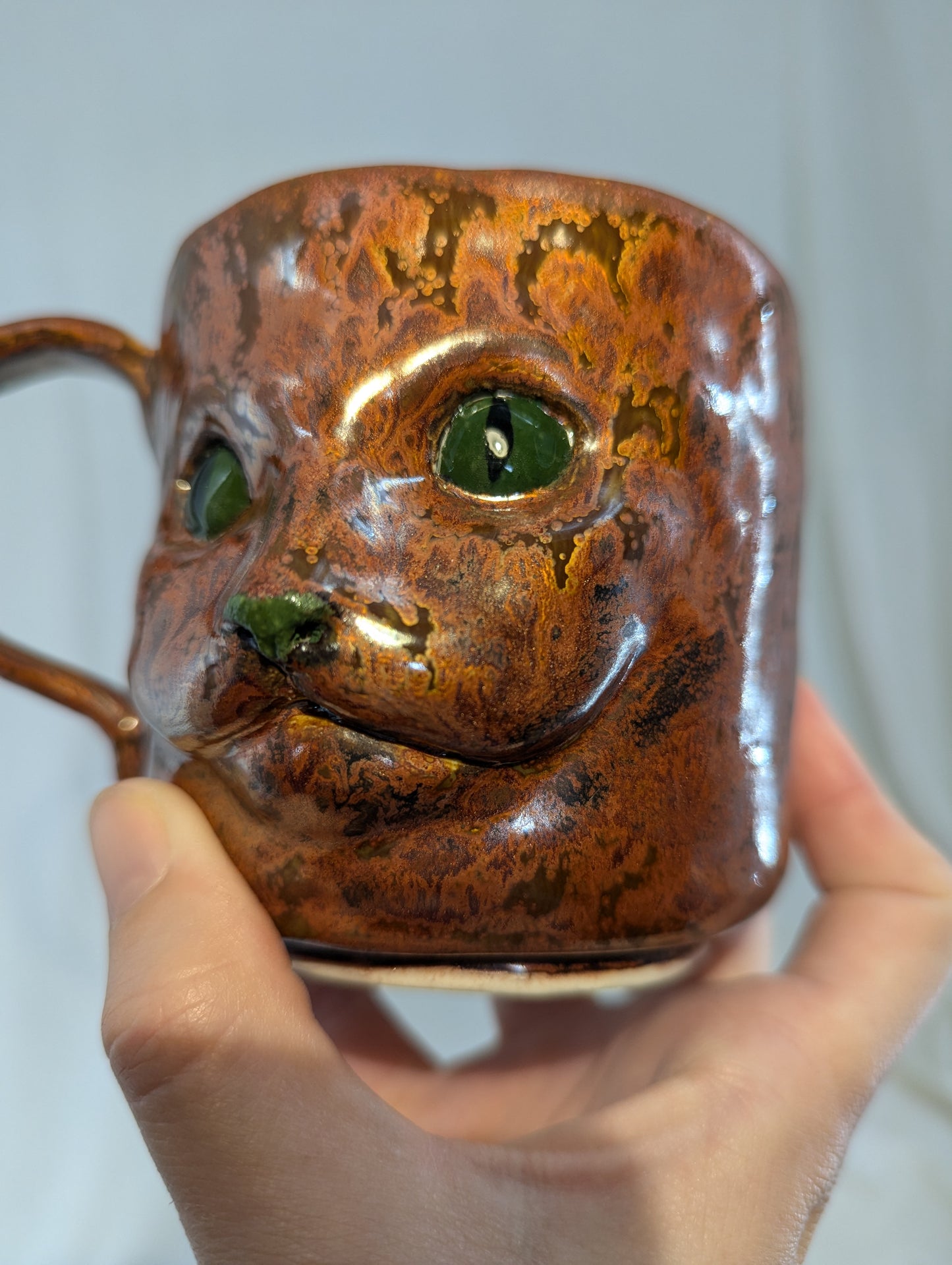 Cat Face Mug in Old Copper