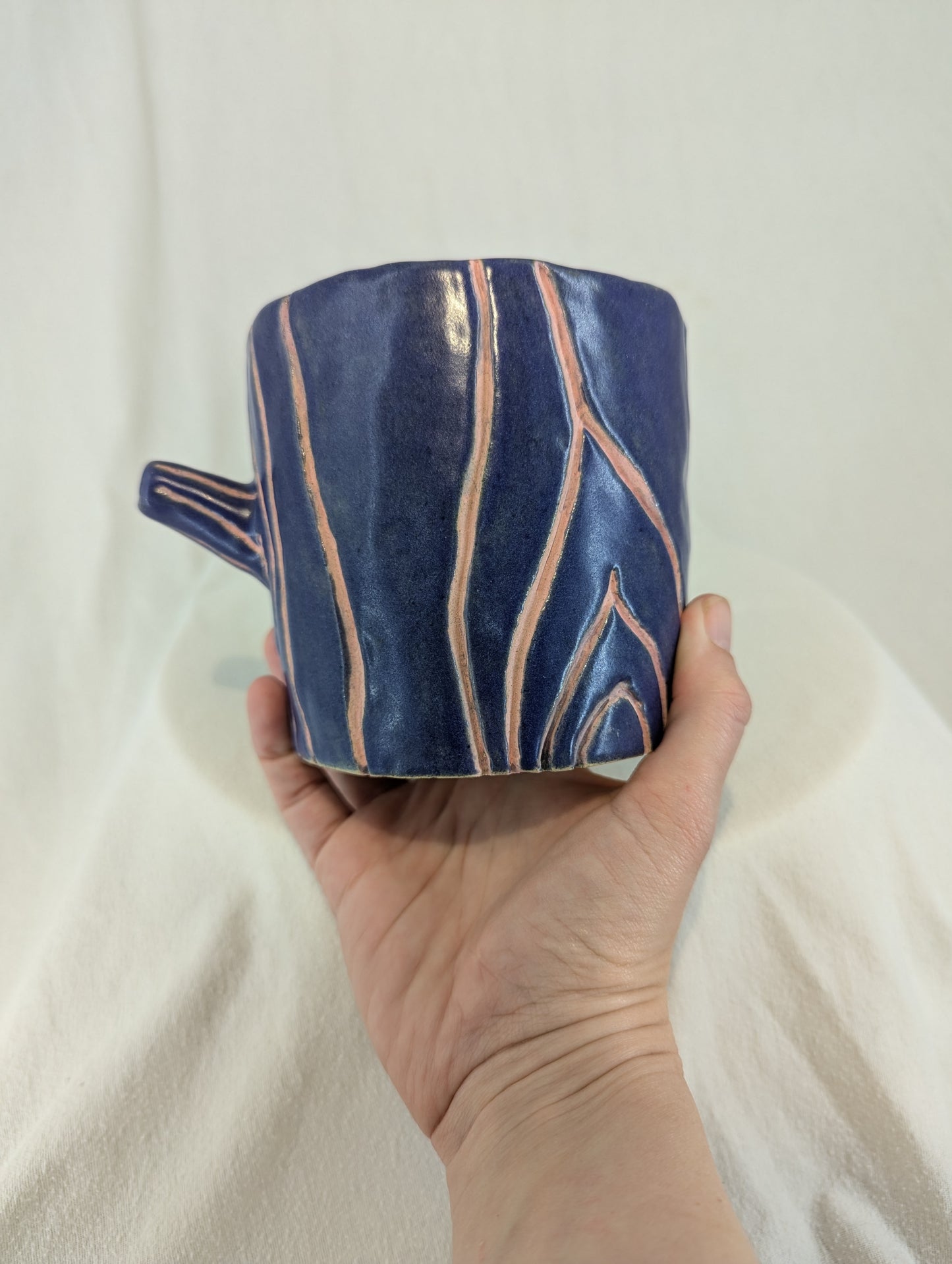 Cobalt and Pink Trunk Pot