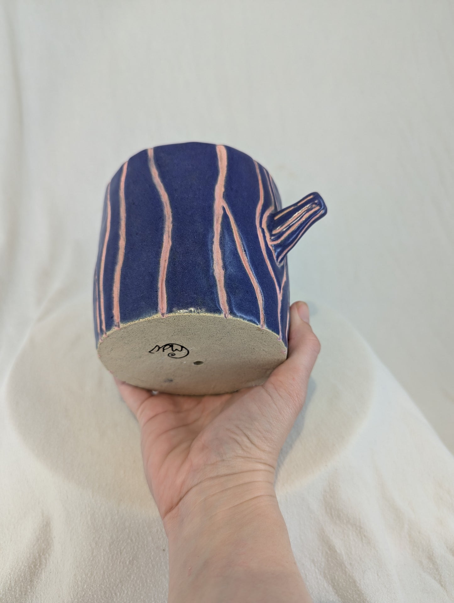 Cobalt and Pink Trunk Pot